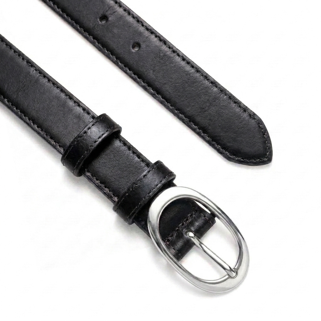 Ceinture en Cuir Véritable - Boucle Argentée
